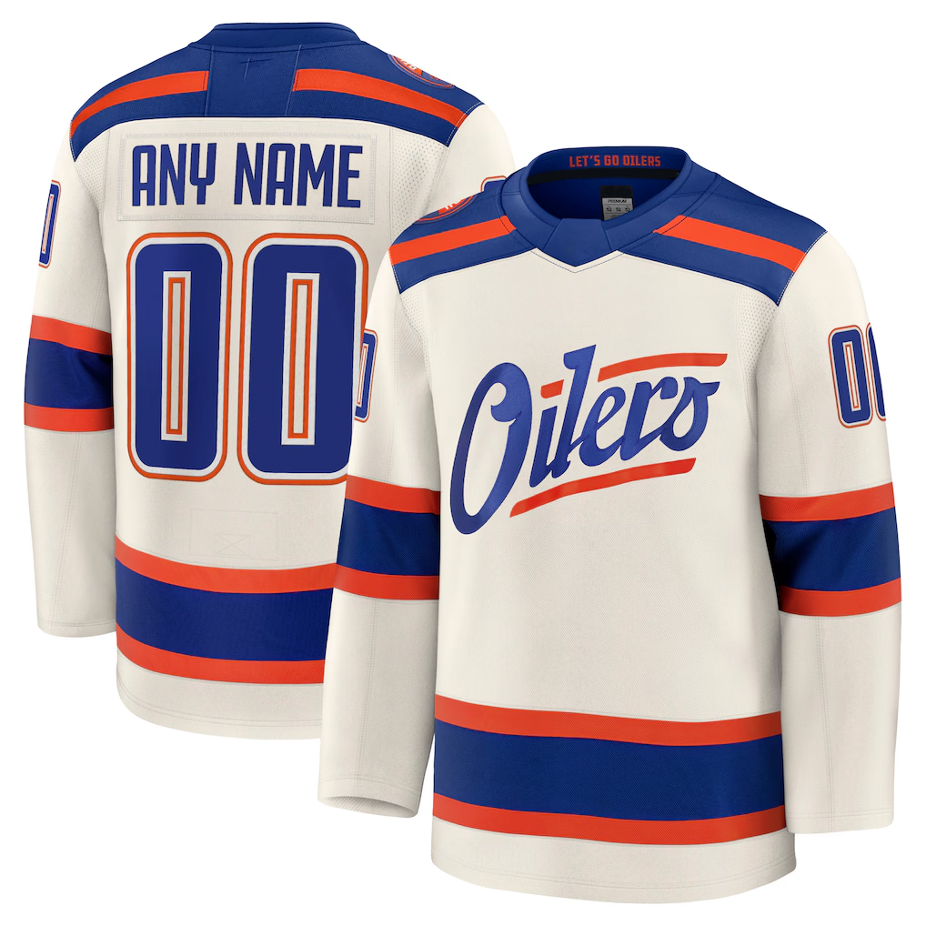 Tuec Custom E.Oilers Light Beige Alternate Premium Jerseys