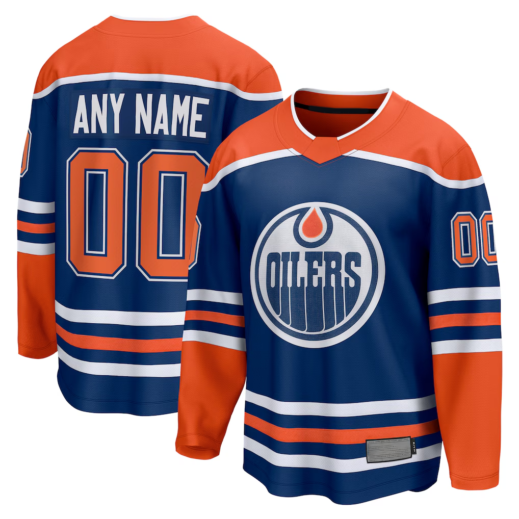 Tuec Custom E.Oilers Royal Home Breakaway Jerseys