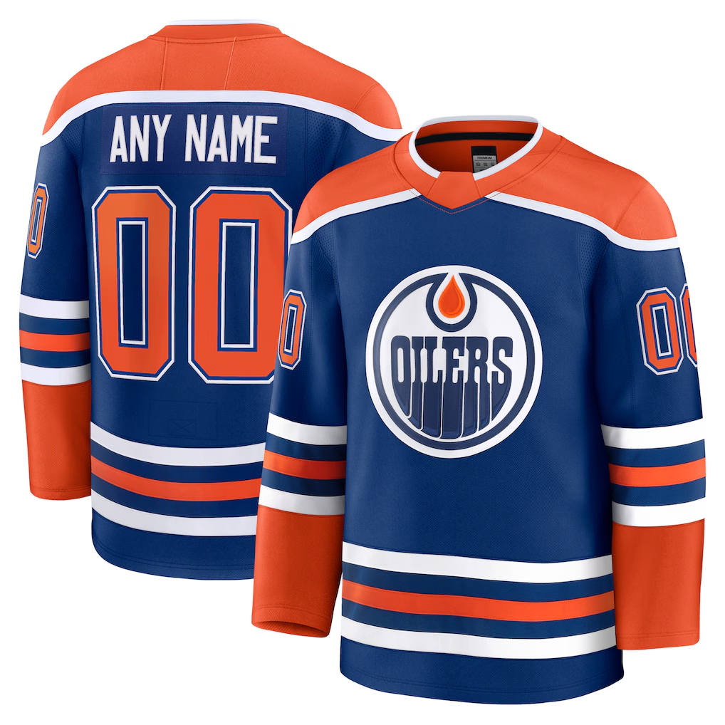 Tuec Custom E.Oilers Royal Home Premium Jerseys