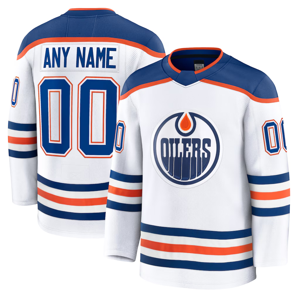 Tuec Custom E.Oilers White Away Premium Jerseys