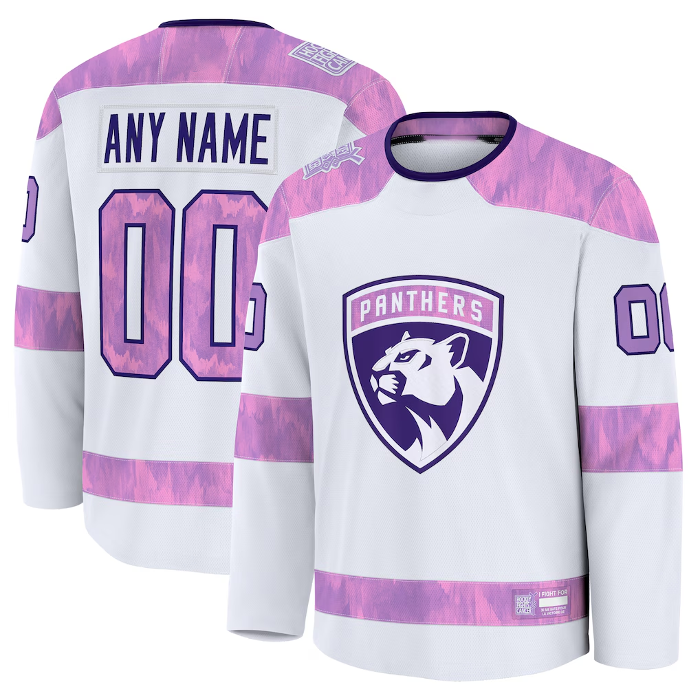 Tuec Custom F.Panthers White 2024 Hockey Fights Cancer Practice Jerseys