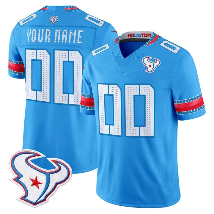 Tuec Custom H.Texans Rivalries Blue Jersey - All Stitched