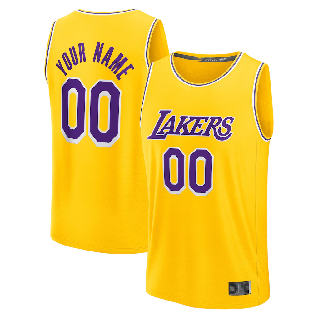 tuec Custom LA.Lakers Gold Fast Break Stitched Jerseys - Icon Edition