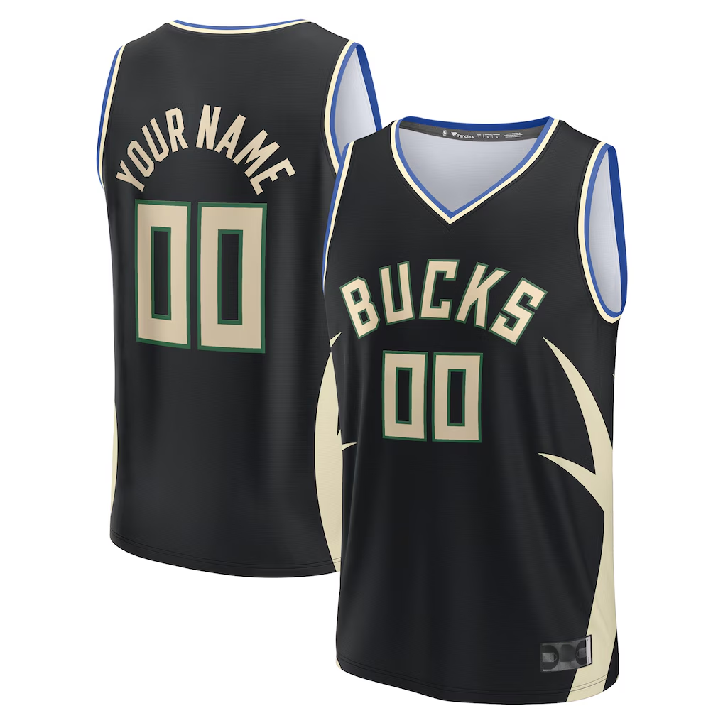tuec Custom M.Bucks Black Fast Break Jerseys - Statement Edition