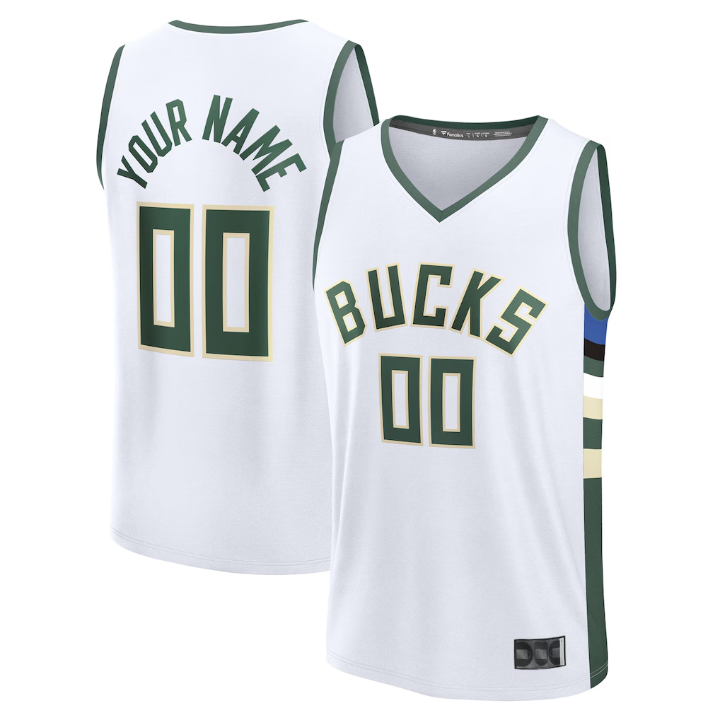 tuec Custom M.Bucks White Fast Break Jerseys - Association Edition