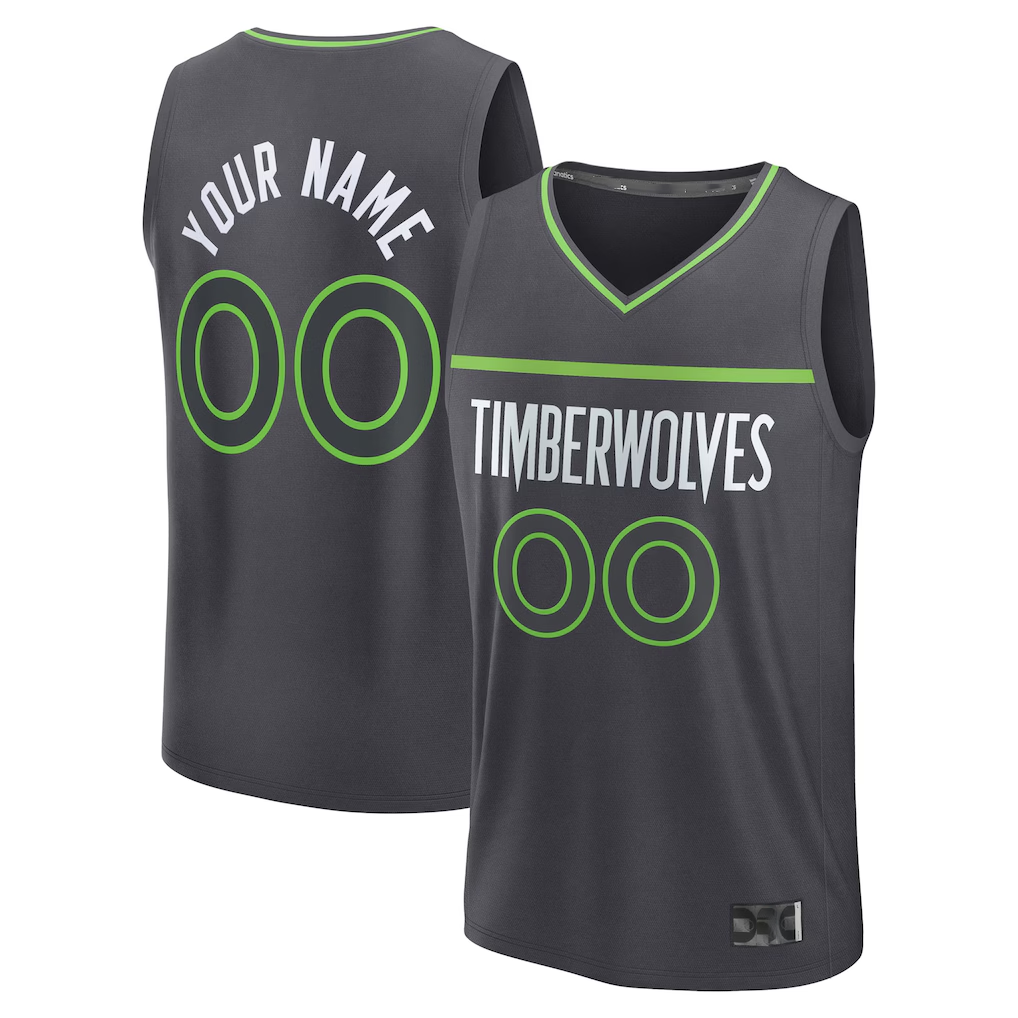 tuec Custom M.Timberwolves Anthracite Fast Break Stitched Jerseys- Icon Edition