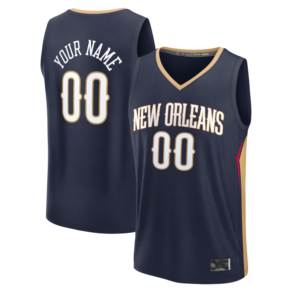 tuec Custom NO.Pelicans Navy Fast Break Stitched Jerseys- Icon Edition
