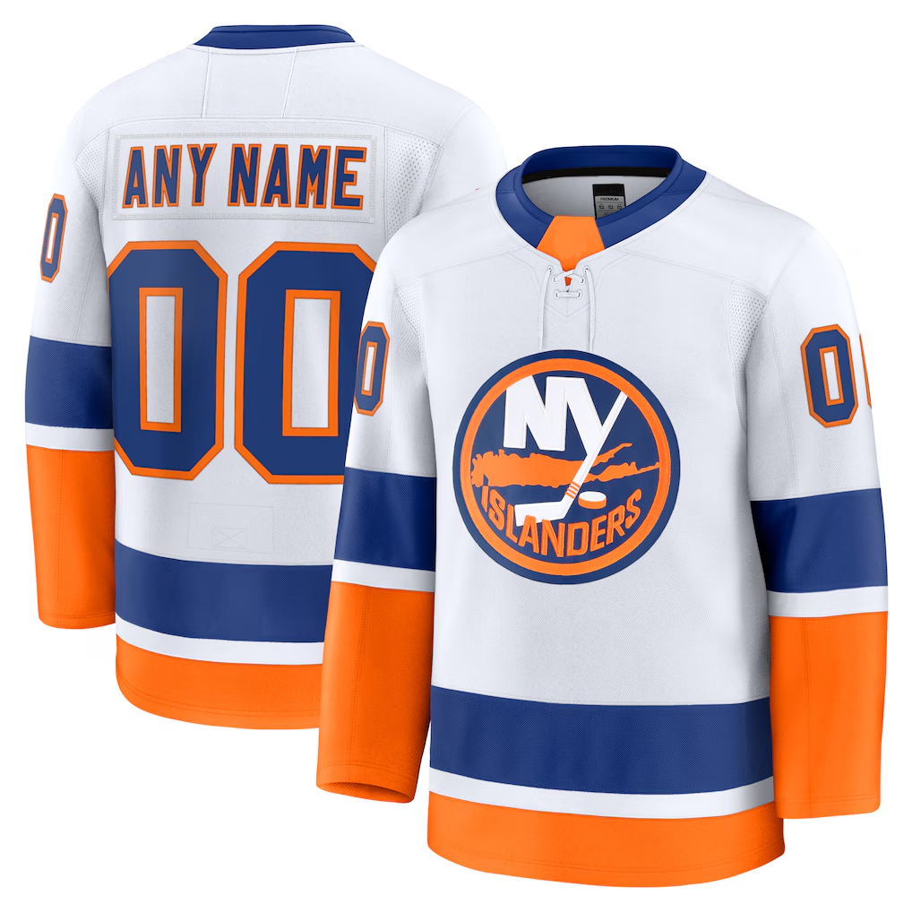 Tuec Custom NY.Islanders White Away Premium Jerseys
