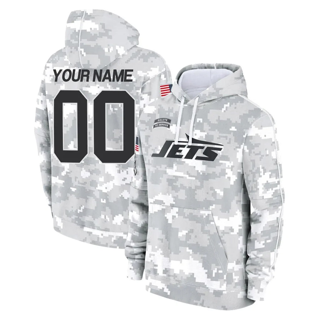 Tuec Custom NY.Jets Arctic Camo Salute to Service Pullover Hoodies Limited Game Any Name & Numbers Stitched Jerseys