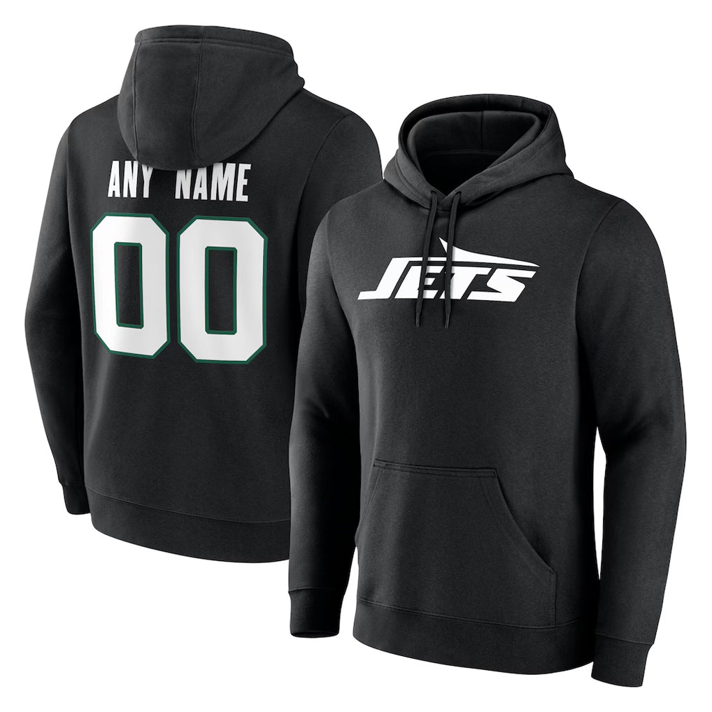 Tuec Custom NY.Jets Black LOGO Pullover Hoodies Limited Game Any Name & Numbers Stitched Jerseys