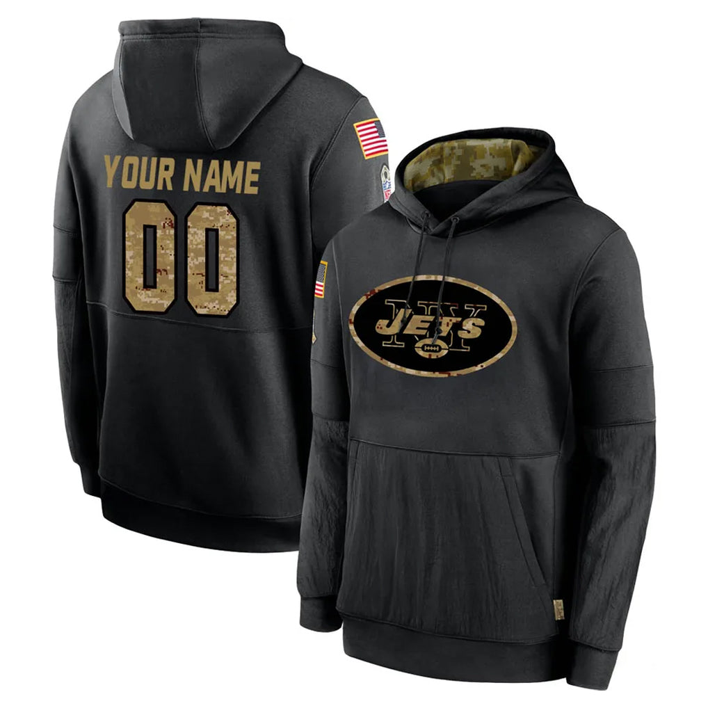 Tuec Custom NY.Jets Black Salute to Service Hoodies Limited Game Any Name & Numbers Stitched Jerseys