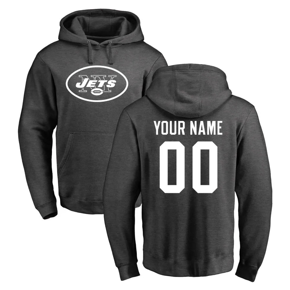 Tuec Custom NY.Jets Gray Pullover Hoodies Limited Game Any Name & Numbers Stitched Jerseys