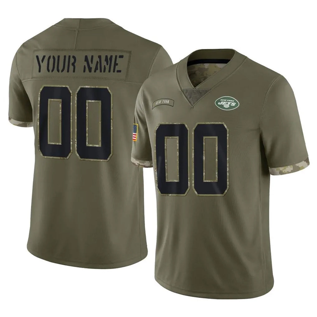 Tuec Custom NY.Jets Olive Salute To Service Limited Any Name & Numbers Stitched Jerseys