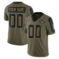 Tuec Custom NY.Jets Olive Salute To Service Limited Game Any Name & Numbers Stitched Jerseys
