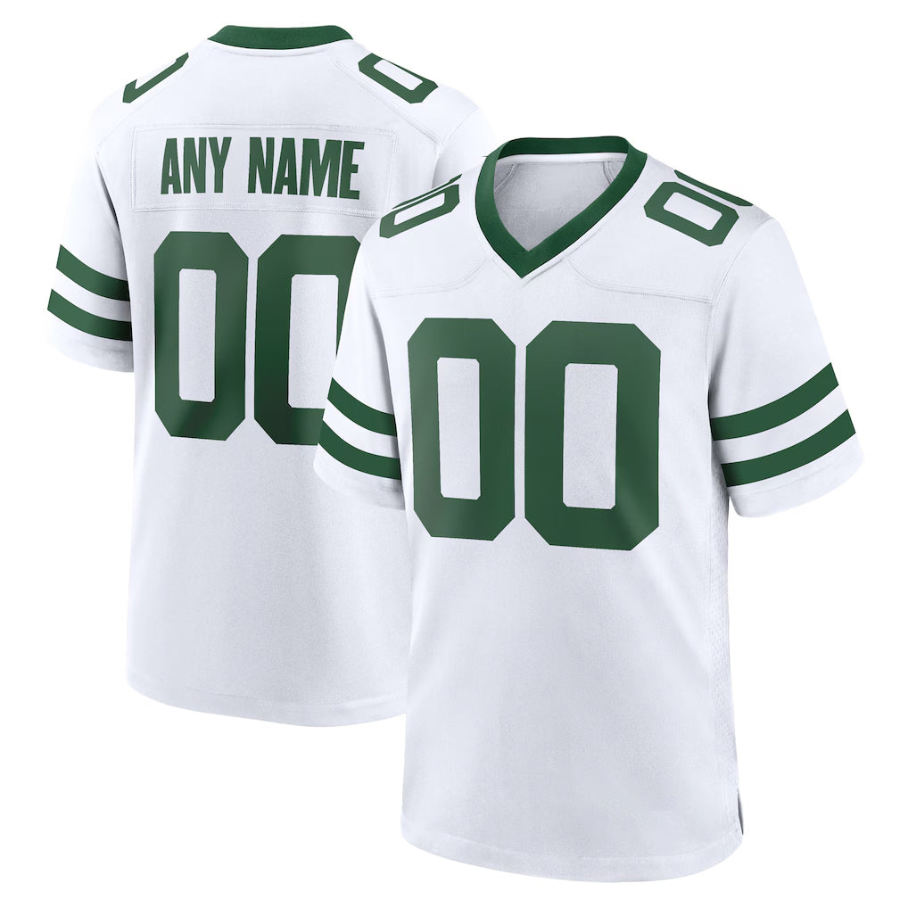 Tuec Custom NY.Jets White Legacy Home Game Any Name & Numbers Stitched Jerseys