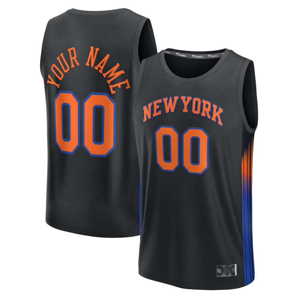 tuec Custom NY.Knicks  Black Fast Break Jerseys - Icon Edition