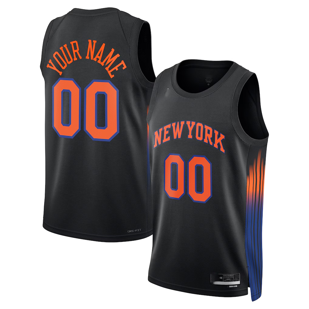 tuec Custom NY.Knicks Black Swingman Jerseys - Statement Edition