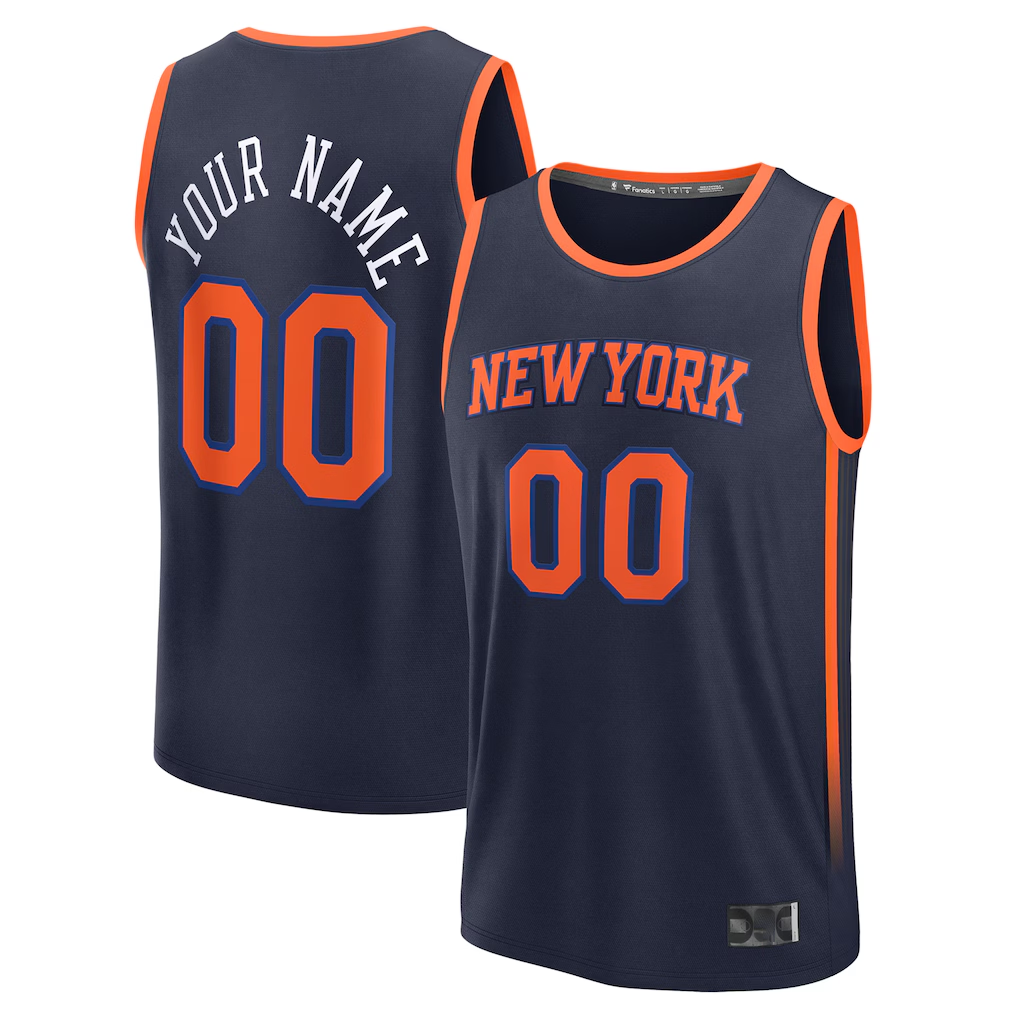 tuec Custom NY.Knicks  Navy Fast Break Jerseys - Statement Edition