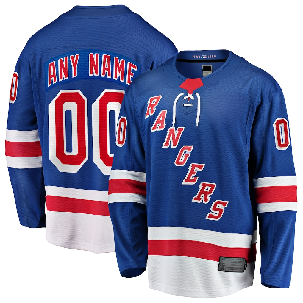 Tuec Custom NY.Rangers Blue Home Breakaway Jerseys