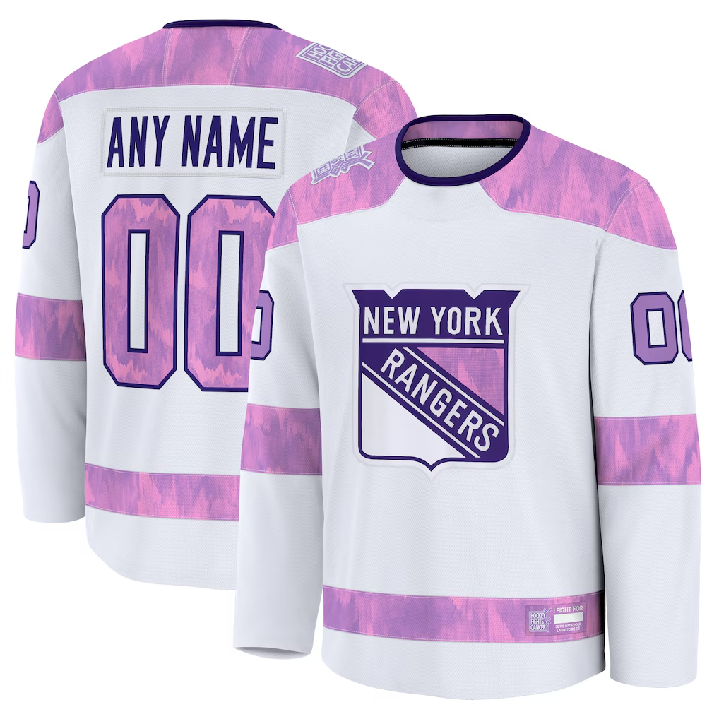 Tuec Custom NY.Rangers White 2024 Hockey Fights Cancer Practice Jerseys