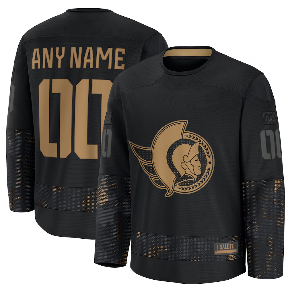 Tuec Custom O.Senators Black 2024 Military Appreciation Practice Jerseys