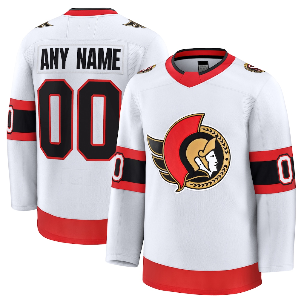 Tuec Custom O.Senators White Away Premium Jerseys
