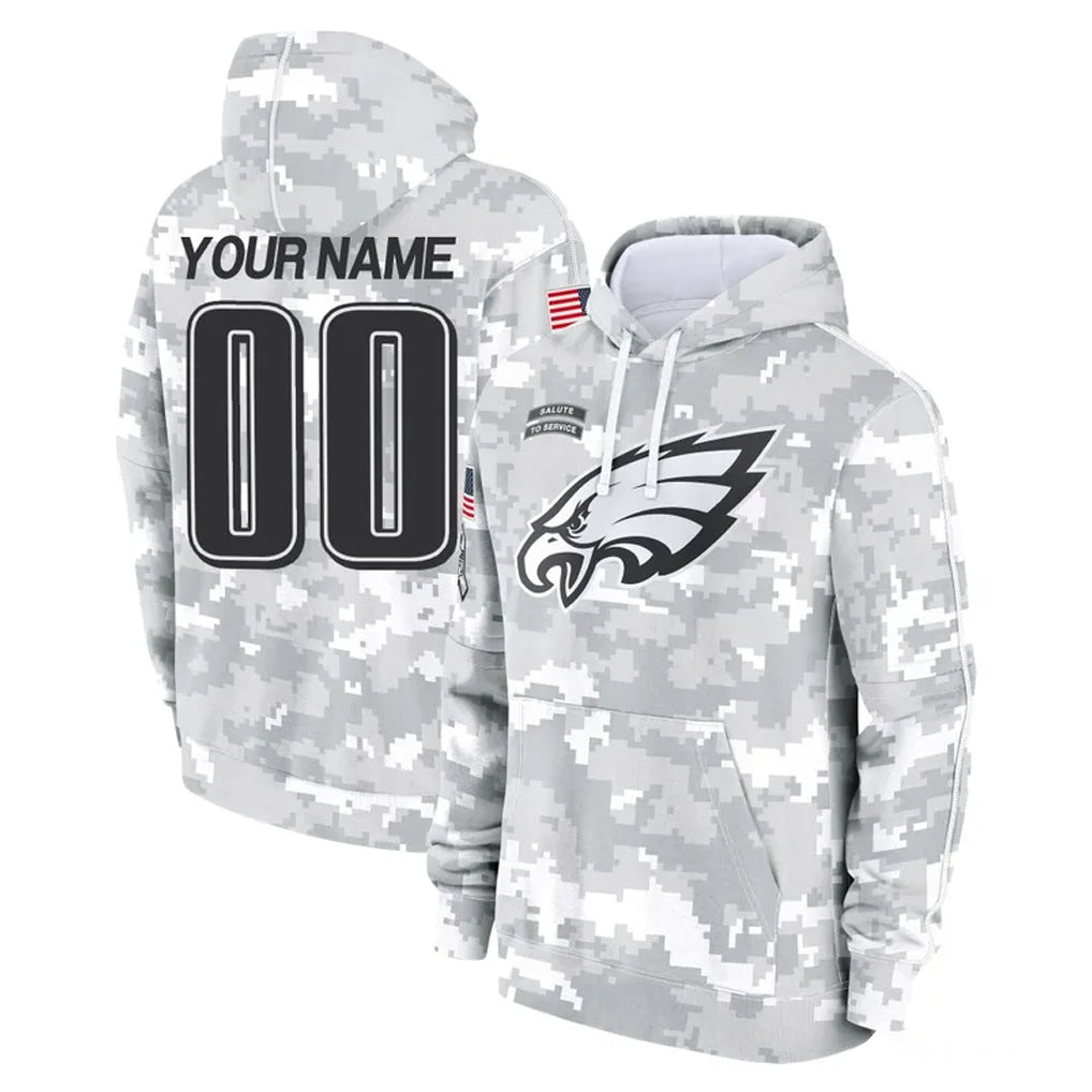 Tuec Custom P.Eagles Arctic Camo Salute to Service Pullover Hoodies Limited Game Any Name & Numbers Stitched Jerseys