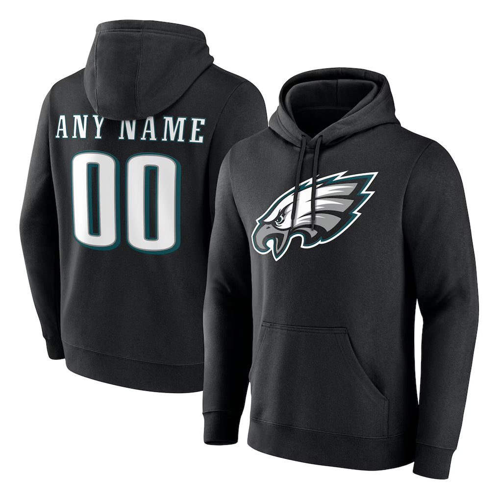 Tuec Custom P.Eagles Black LOGO Pullover Hoodies Home Game Any Name & Numbers Stitched Jerseys
