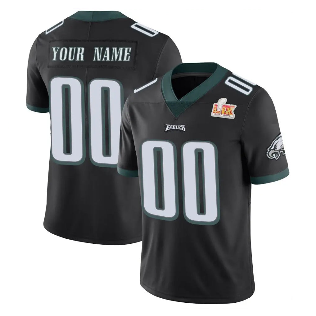 Tuec Custom P.Eagles Black Limited Vapor Untouchable Super Bowl LIX Home Game Any Name & Numbers Stitched Jerseys