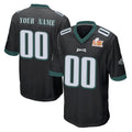 Tuec Custom P.Eagles Black Super Bowl LIX Home Game Any Name & Numbers Stitched Jerseys