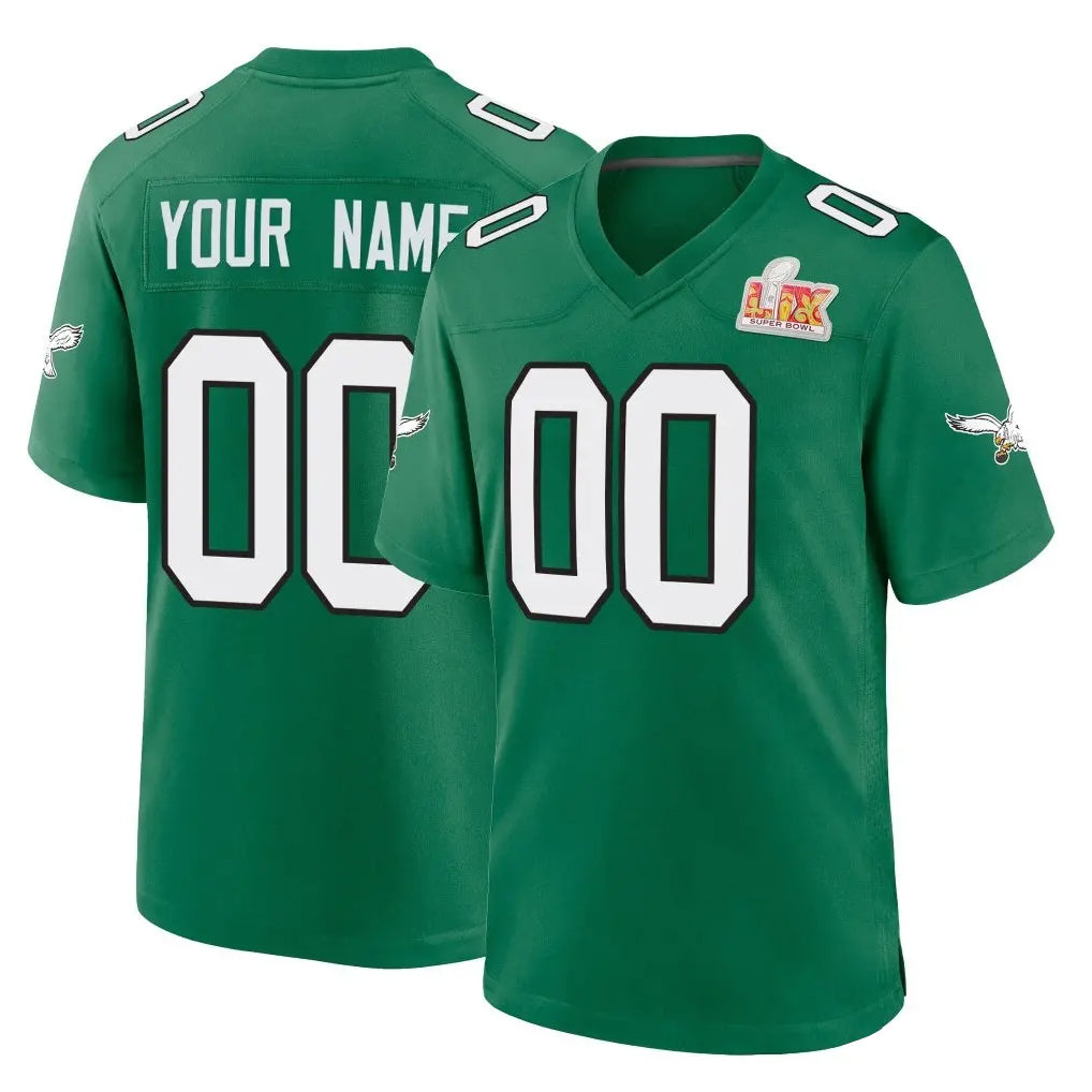 Tuec Custom P.Eagles Green Kelly Alternate Super Bowl LIX Home Game Any Name & Numbers Stitched Jerseys