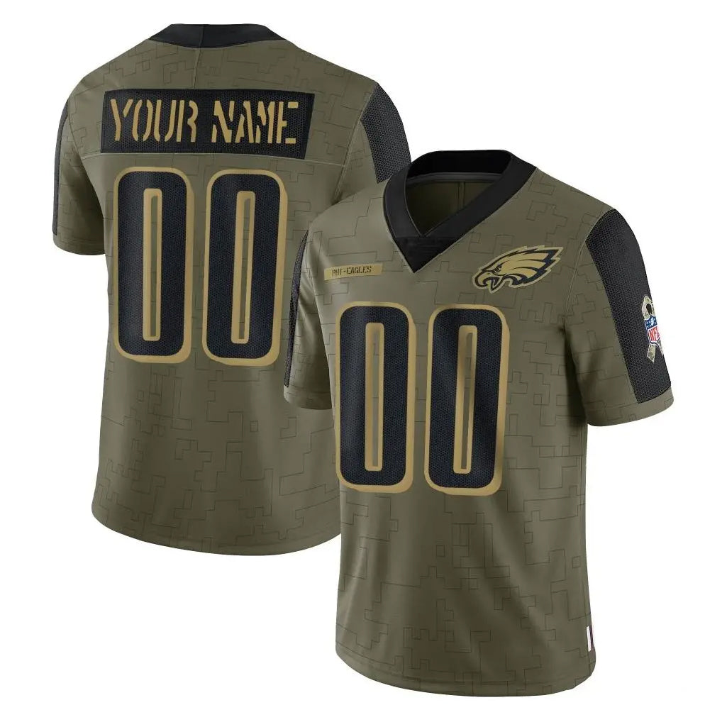 Tuec Custom P.Eagles Olive Salute To Service Limited Game Any Name & Numbers Stitched Jerseys