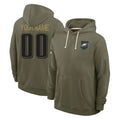 Tuec Custom P.Eagles Olive Salute to Service Pullover Hoodies Limited Any Name & Numbers Stitched Jerseys