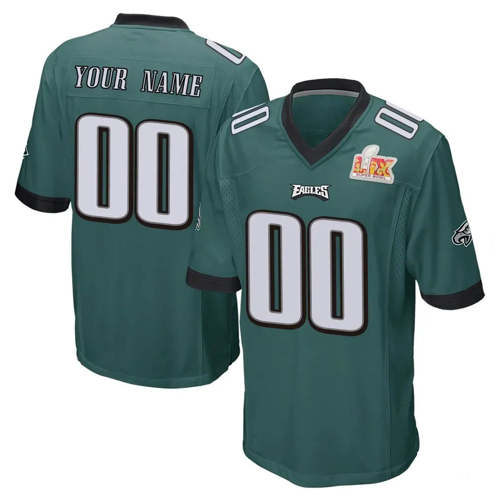 Tuec Custom P.Eagles Team Color Green Super Bowl LIX Home Game Any Name & Numbers Stitched Jerseys