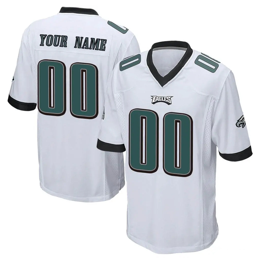 Tuec Custom P.Eagles White Home Game Any Name & Numbers Stitched Jerseys
