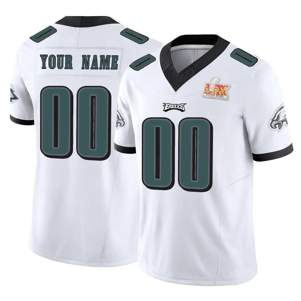 Tuec Custom P.Eagles White Limited Vapor F.U.S.E. Super Bowl LIX Home Game Any Name & Numbers Stitched Jerseys