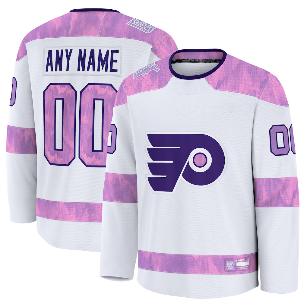 Tuec Custom P.Flyers White 2024 Hockey Fights Cancer Practice Jerseys