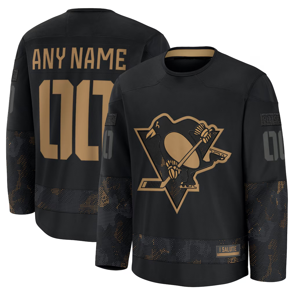 Tuec Custom P.Penguins Black 2024 Military Appreciation Jerseys