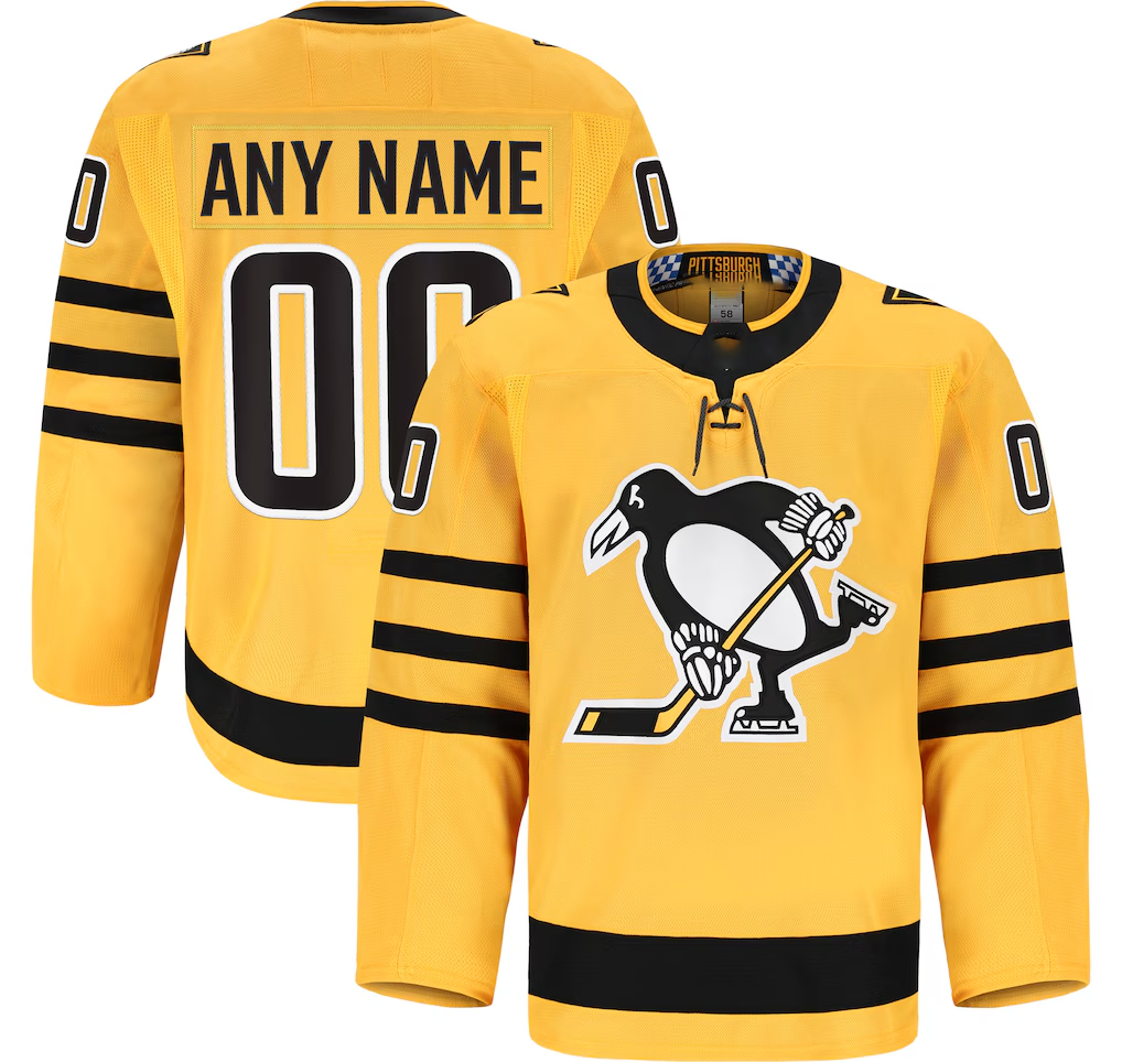 Tuec Custom P.Penguins Gold Alternate Authentic Pro Jerseys