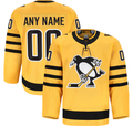Tuec Custom P.Penguins Gold Alternate Authentic Pro Jerseys