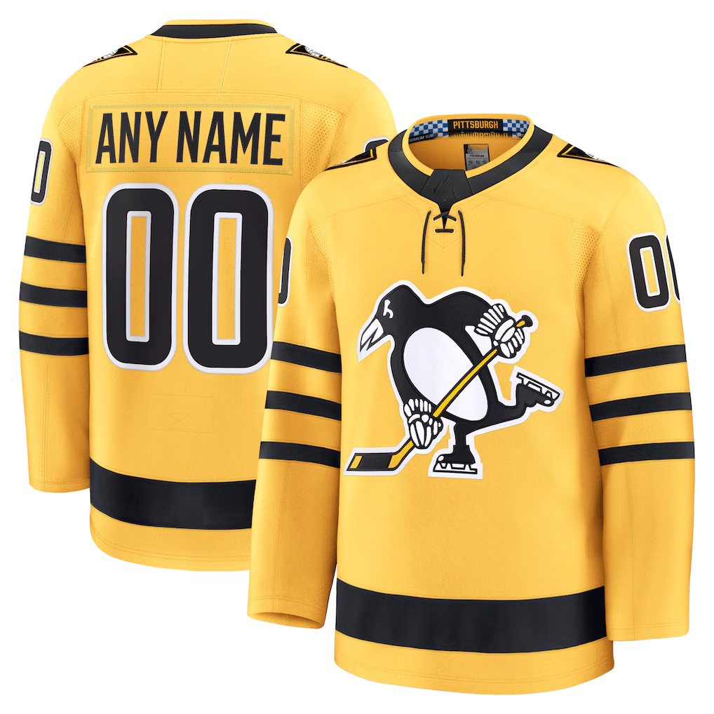 Tuec Custom P.Penguins Gold Alternate Premium Jerseys