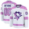 Tuec Custom P.Penguins White 2024 Hockey Fights Cancer Jerseys
