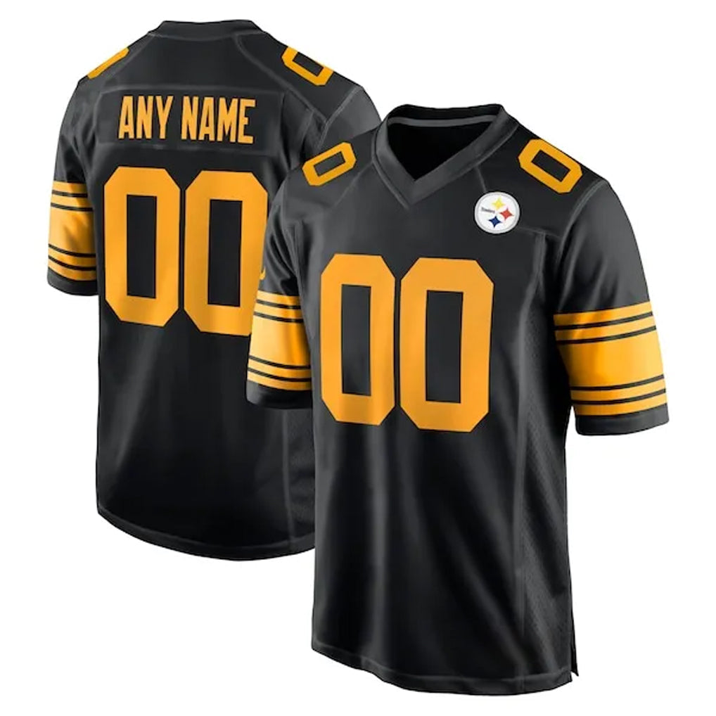 Tuec Custom P.Steelers Black Color Rush Home Game Any Name & Numbers Stitched Jerseys