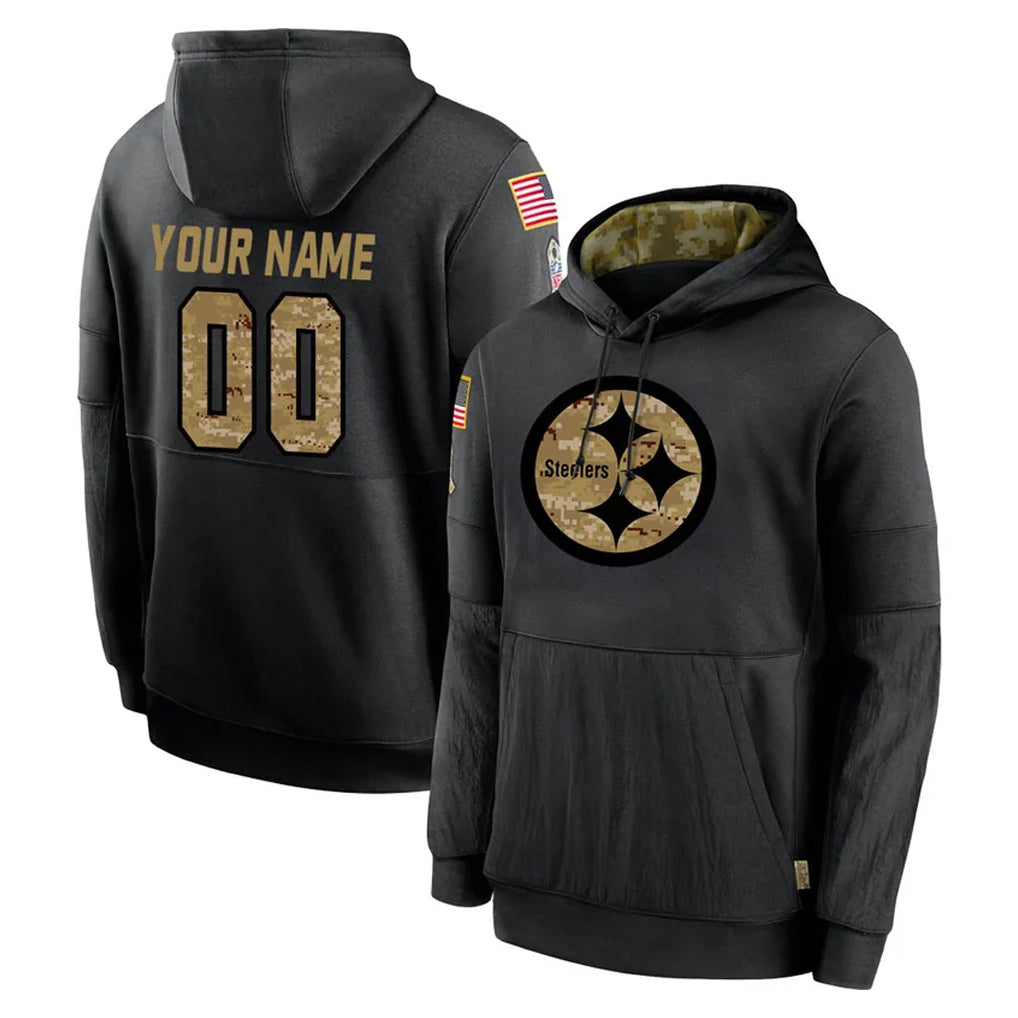 Tuec Custom P.Steelers Black Salute to Service Hoodies Limited Game Any Name & Numbers Stitched Jerseys