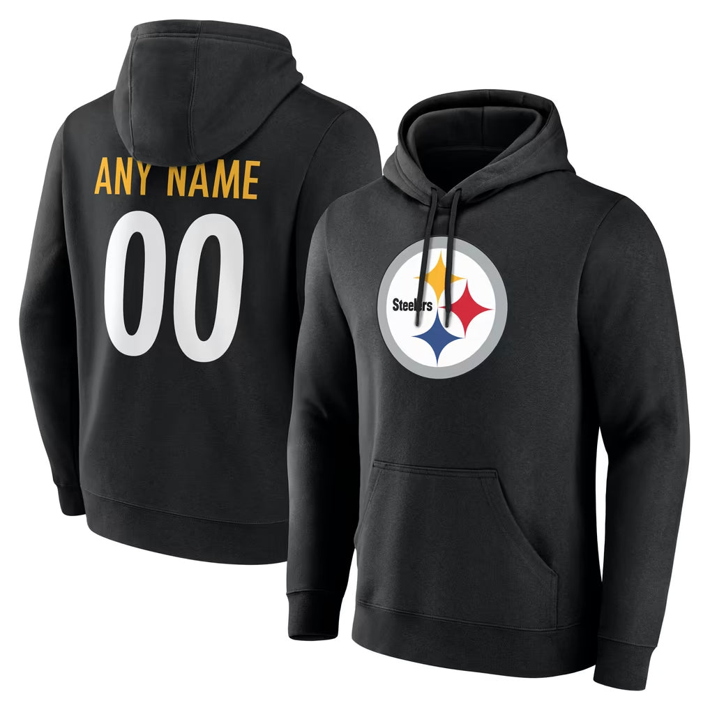 Tuec Custom P.Steelers Blck LOGO Pullover Hoodies Limited Any Name & Numbers Stitched Jerseys