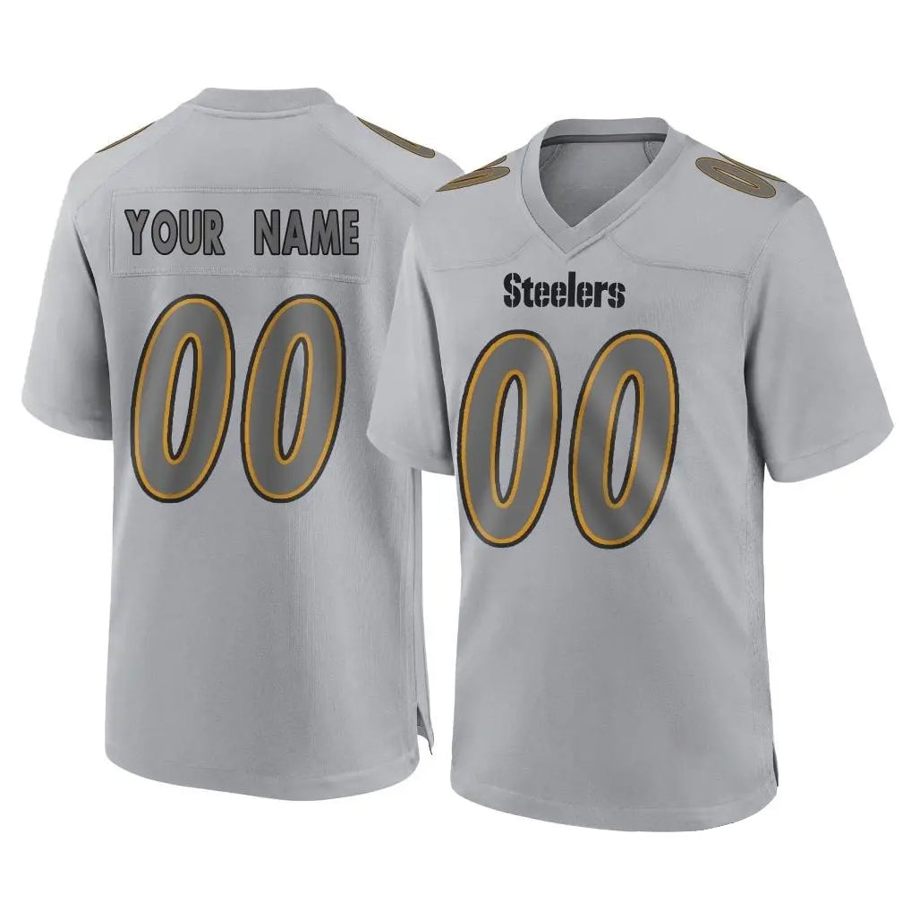 Tuec Custom P.Steelers Gray Atmosphere Fashion Home Game Any Name & Numbers Stitched Jerseys
