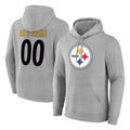 Tuec Custom P.Steelers Gray LOGO Pullover Hoodies Limited Any Name & Numbers Stitched Jerseys