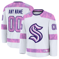 Tuec Custom S.Kraken White 2024 Hockey Fights Cancer Practice Jerseys