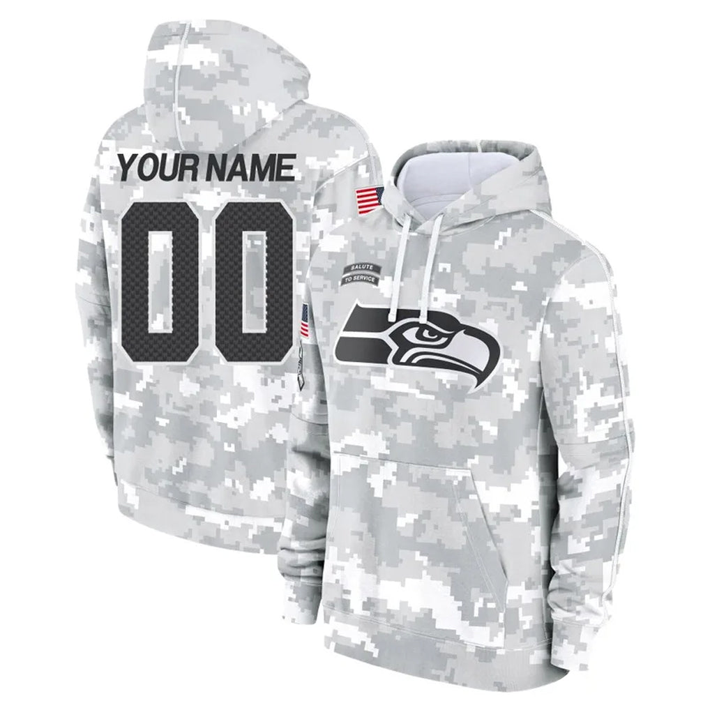 Tuec Custom S.Seahawks Arctic Camo Limited Salute to Service Pullover Hoodies Game Any Name & Numbers Stitched Jerseys