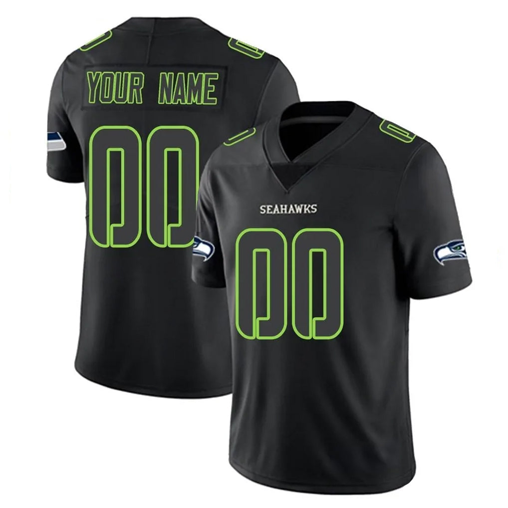 Tuec Custom S.Seahawks Black Impact Limited Home Game Any Name & Numbers Stitched Jerseys